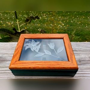 Antique Pine Wood Taiwanese Jewelry Box